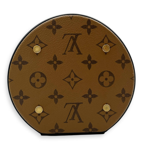 Cannes Brown Bucket Bag in Monogram Coated Canvas, Gold hardware