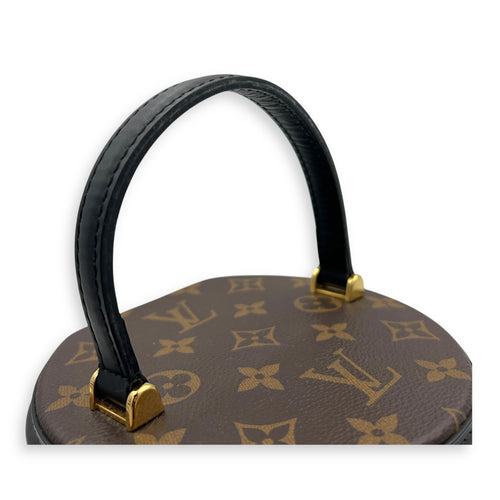 Cannes Brown Bucket Bag in Monogram Coated Canvas, Gold hardware