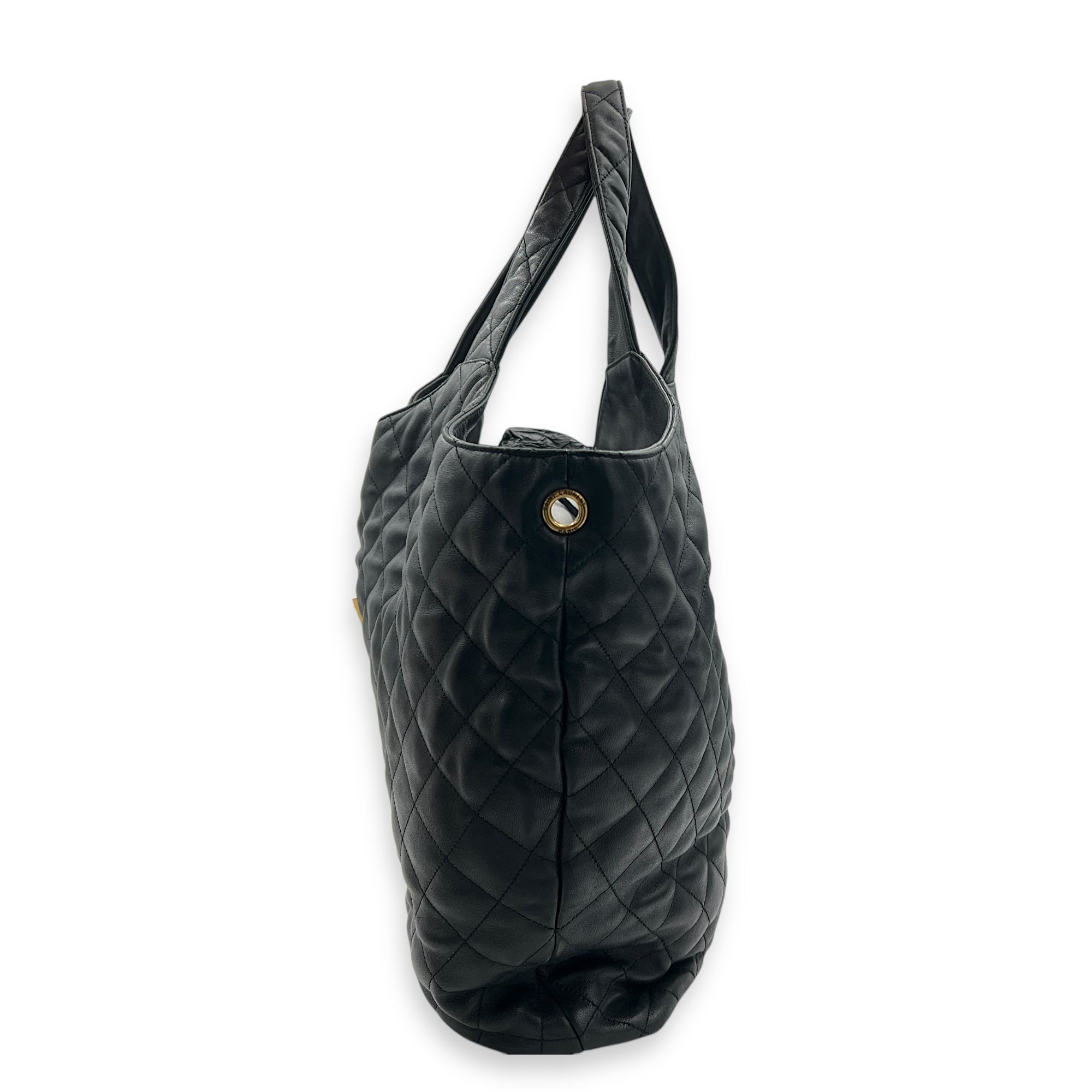 ICare Shoulder Bag Black in Lambskin, Gold hardware