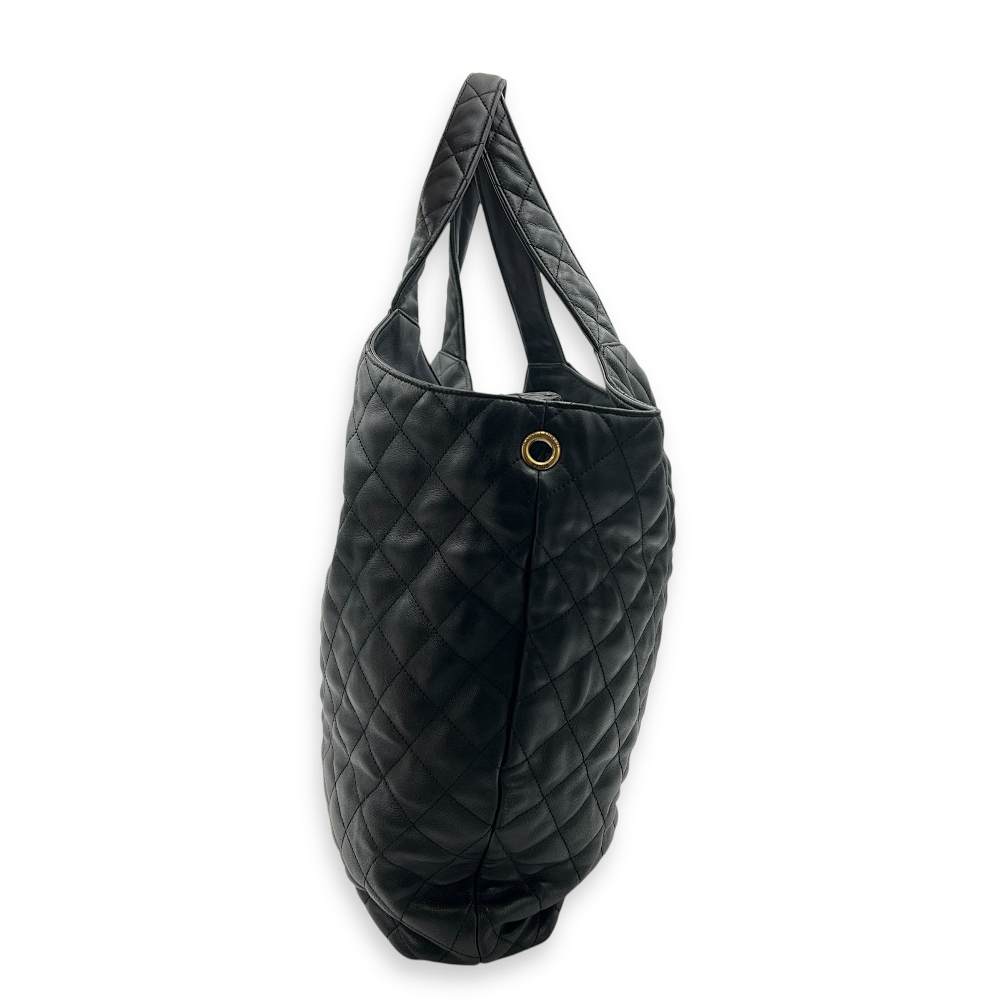 ICare Shoulder Bag Black in Lambskin, Gold hardware