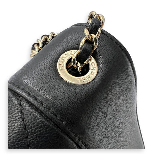 Mademoiselle Shoulder Bag Black in Calfskin, Gold hardware