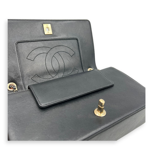 Mademoiselle Shoulder Bag Black in Calfskin, Gold hardware