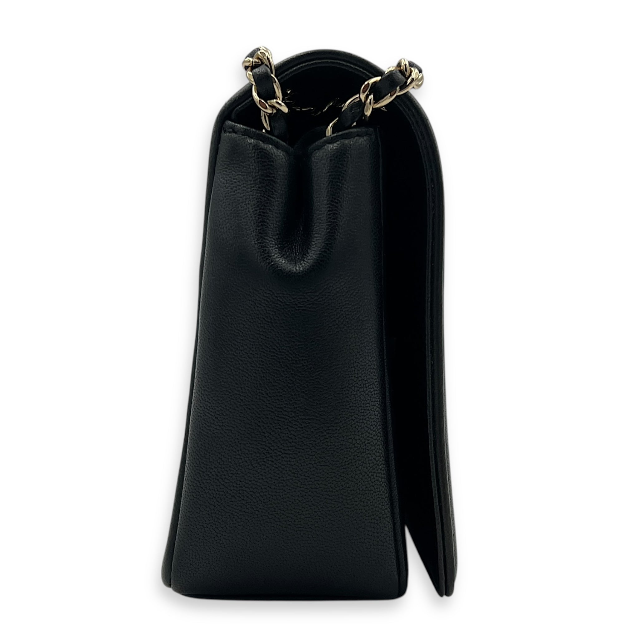 Mademoiselle Shoulder Bag Black in Calfskin, Gold hardware