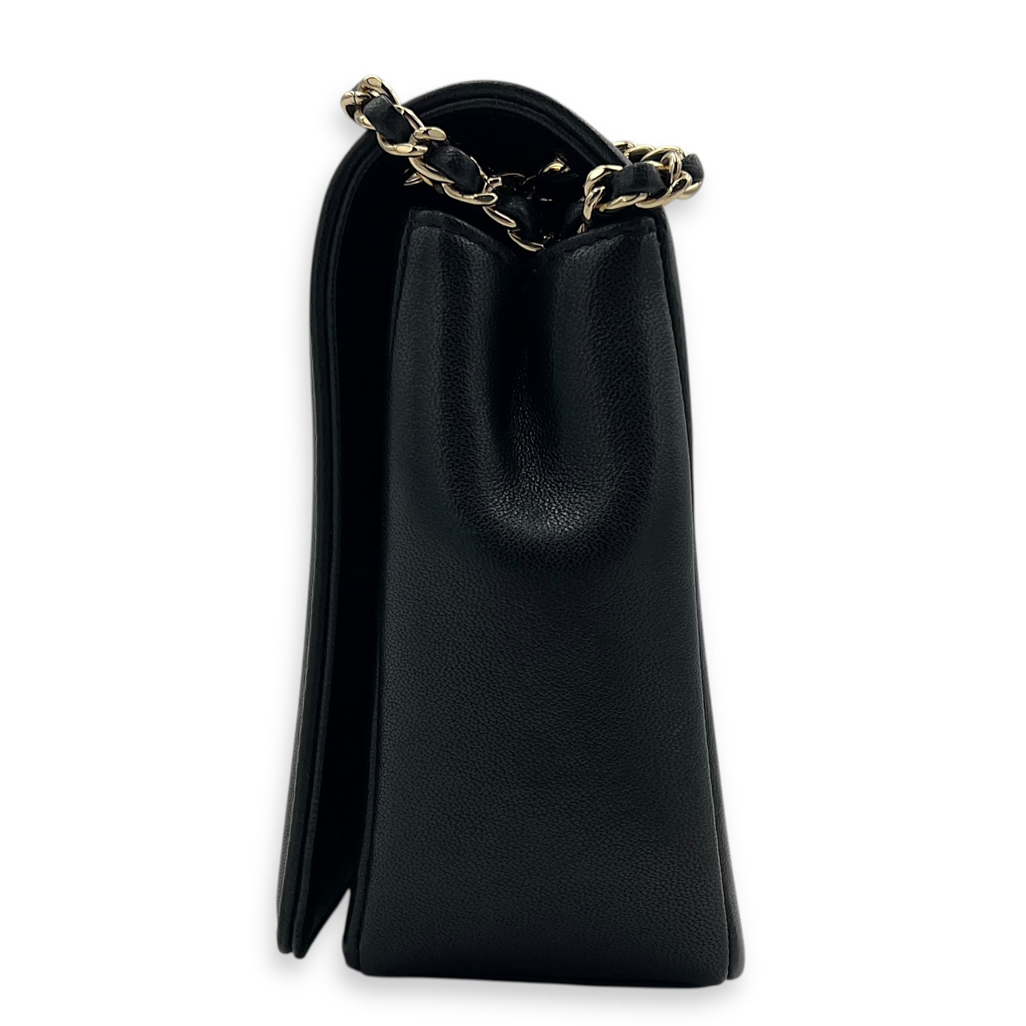 Mademoiselle Shoulder Bag Black in Calfskin, Gold hardware