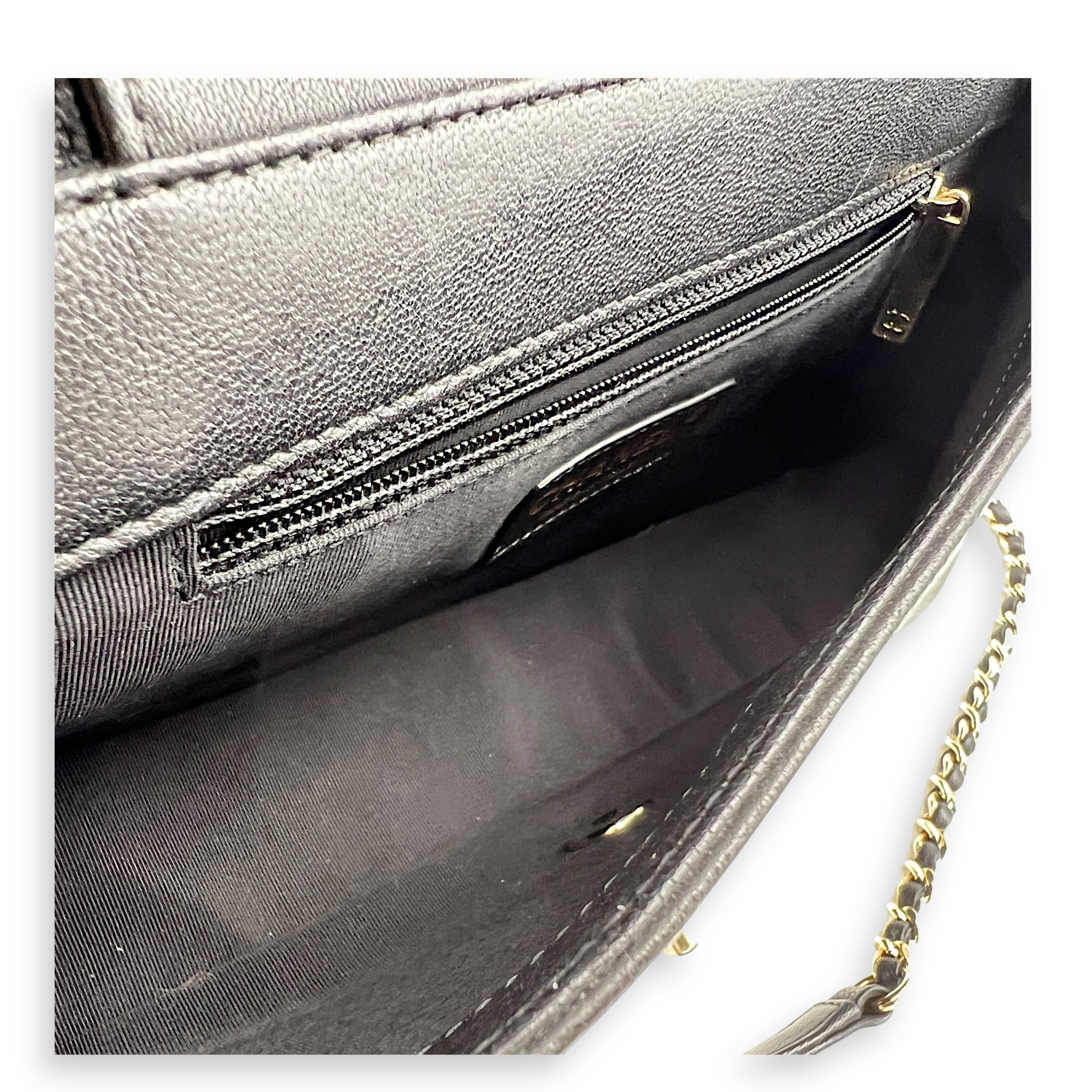 Mademoiselle Shoulder Bag Black in Calfskin, Gold hardware