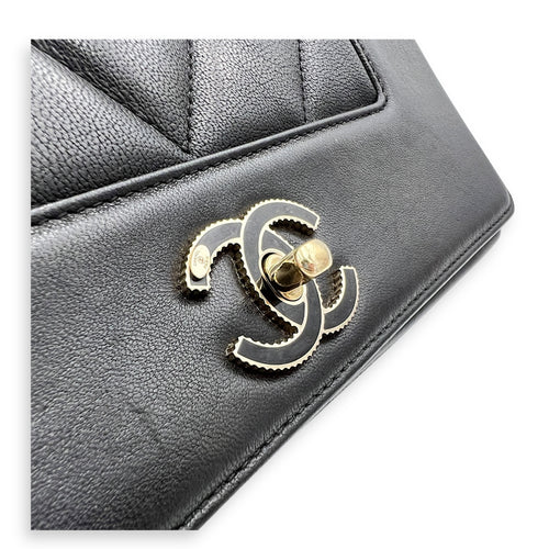 Mademoiselle Shoulder Bag Black in Calfskin, Gold hardware