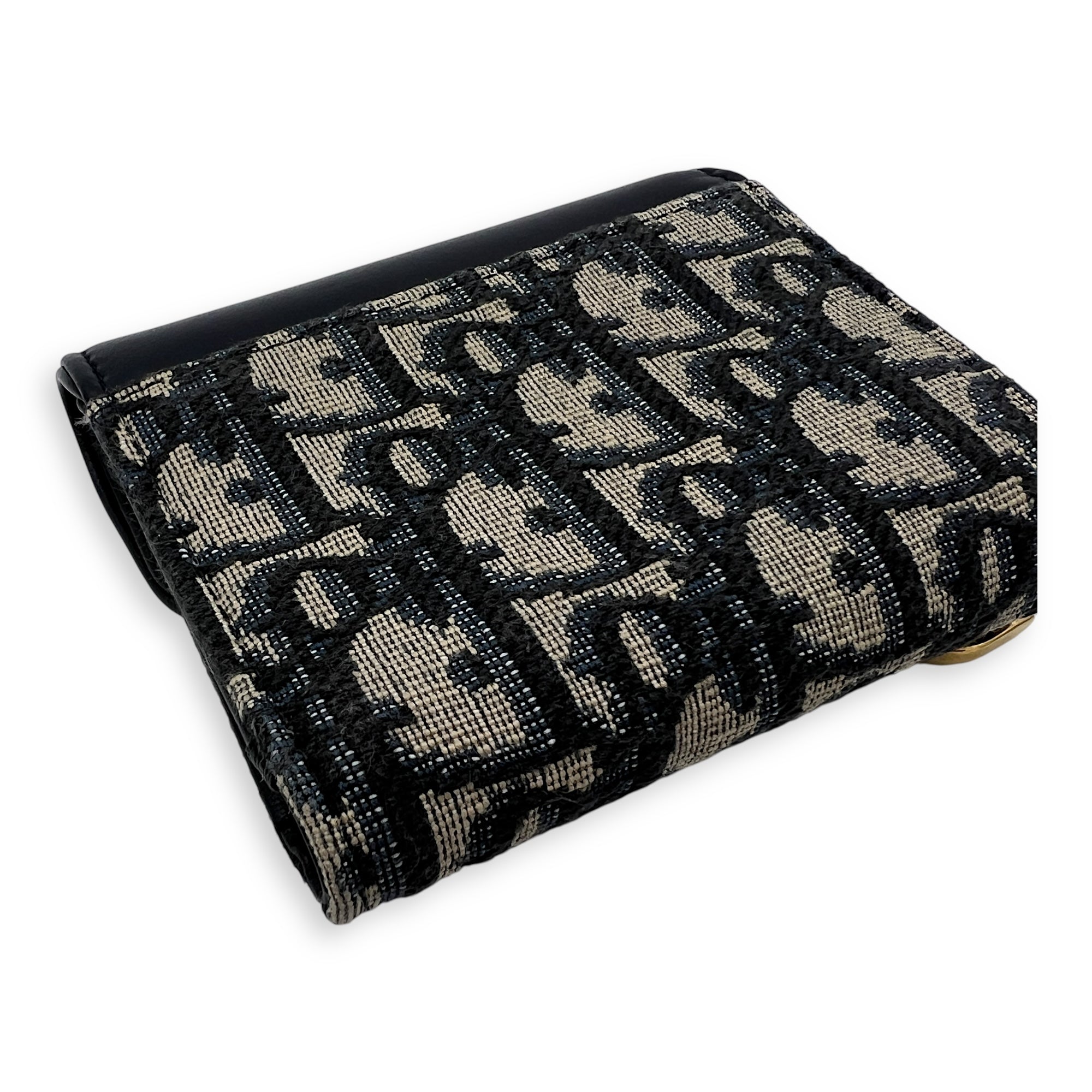 Lotus Wallet Blue in Jacquard, Gold hardware