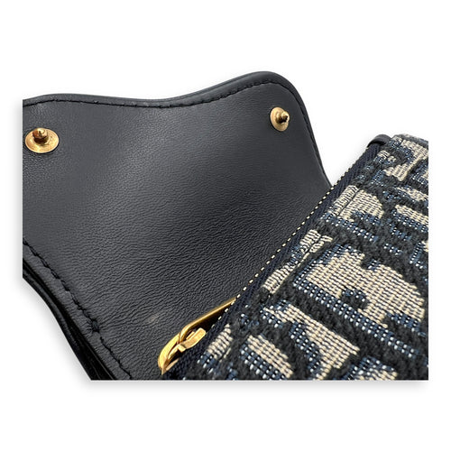 Lotus Wallet Blue in Jacquard, Gold hardware