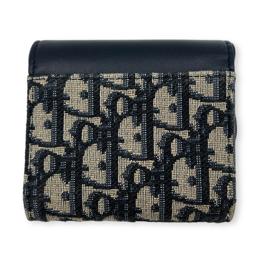 Lotus Wallet Blue in Jacquard, Gold hardware