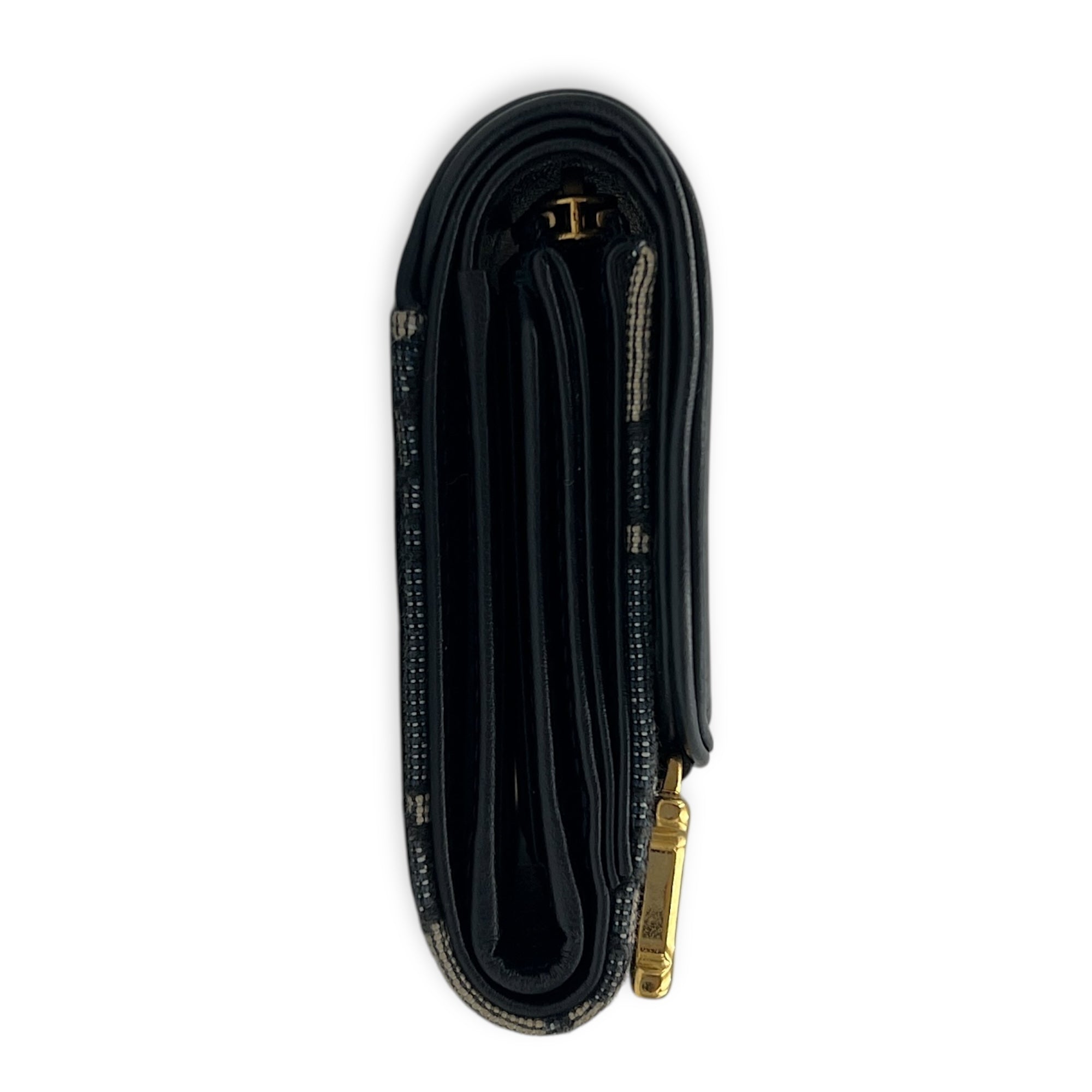 Lotus Wallet Blue in Jacquard, Gold hardware