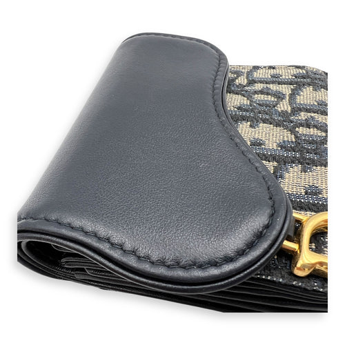 Lotus Wallet Blue in Jacquard, Gold hardware