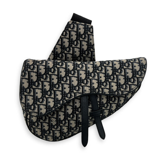 Saddle Crossbody Bag Brown in Jacquard, Silver hardware