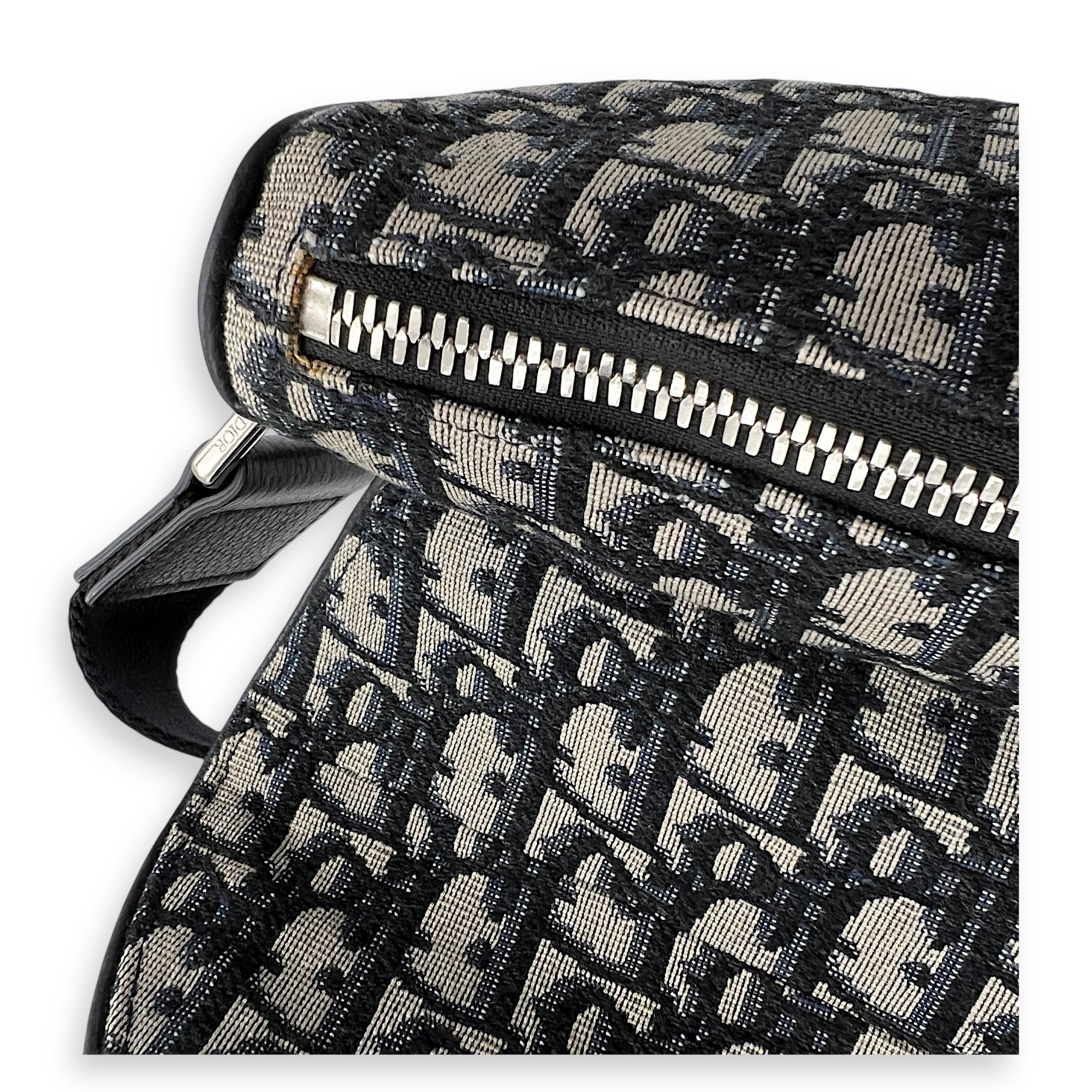 Saddle Crossbody Bag Brown in Jacquard, Silver hardware