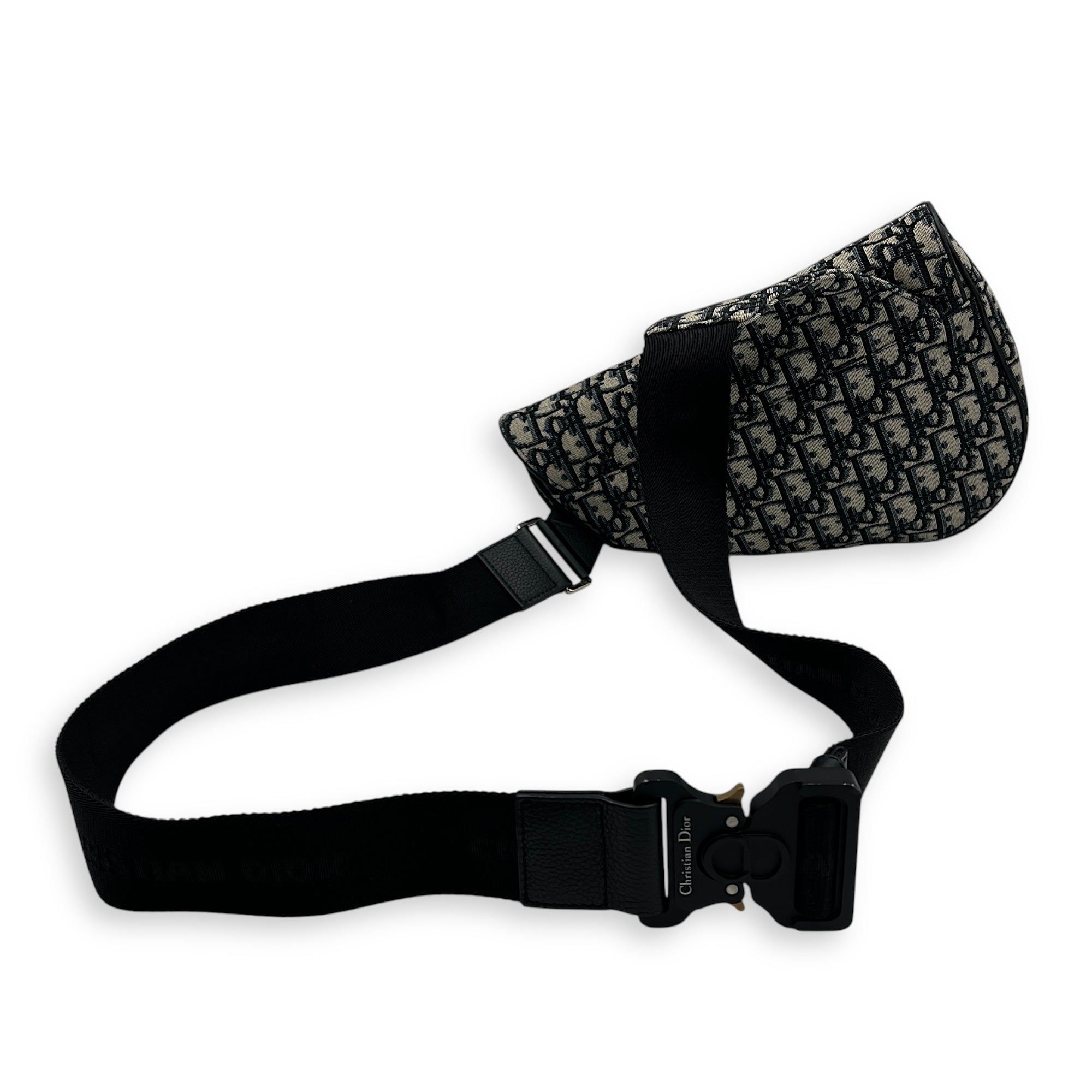 Saddle Crossbody Bag Brown in Jacquard, Silver hardware