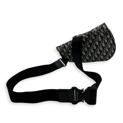 Saddle Crossbody Bag Brown in Jacquard, Silver hardware