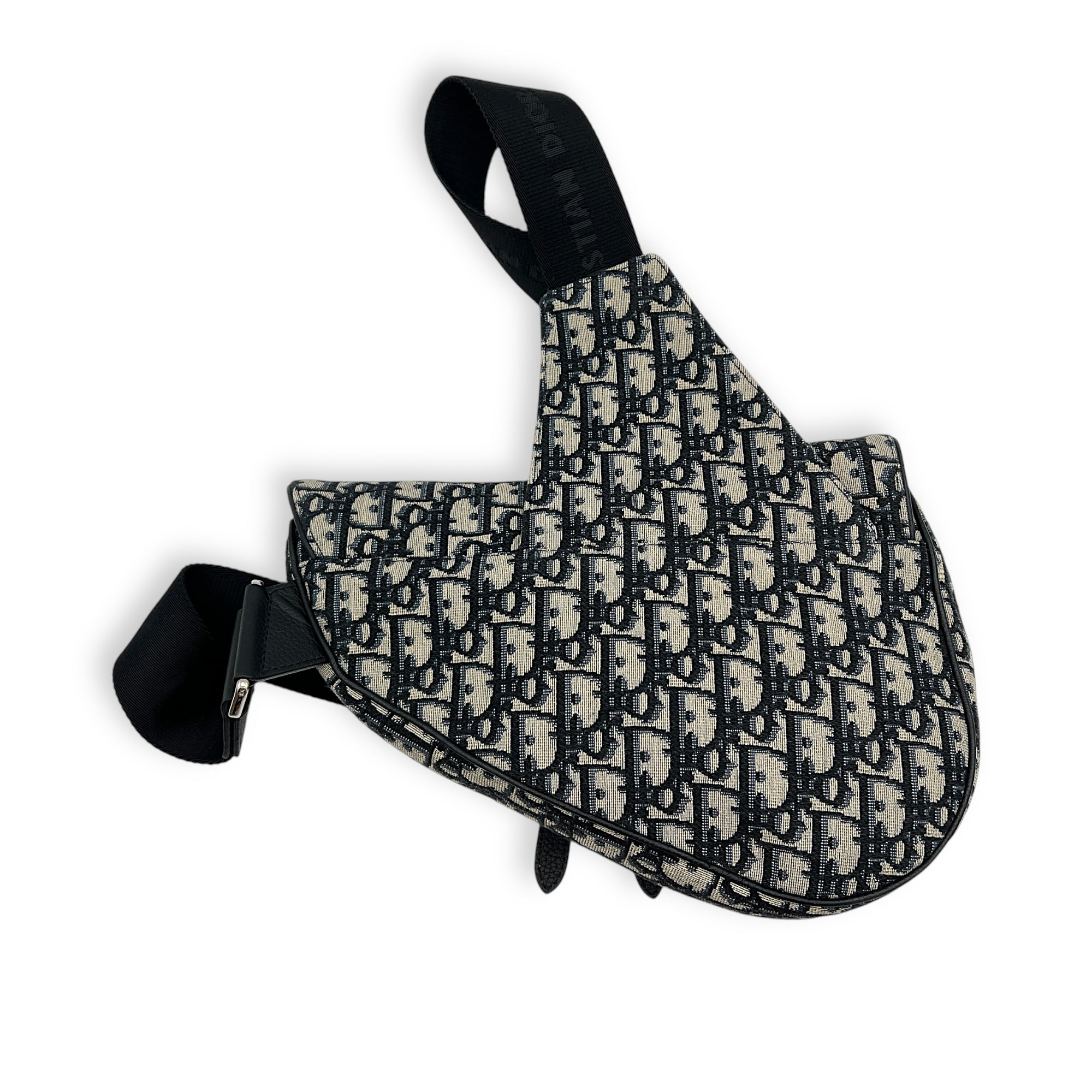 Saddle Crossbody Bag Brown in Jacquard, Silver hardware