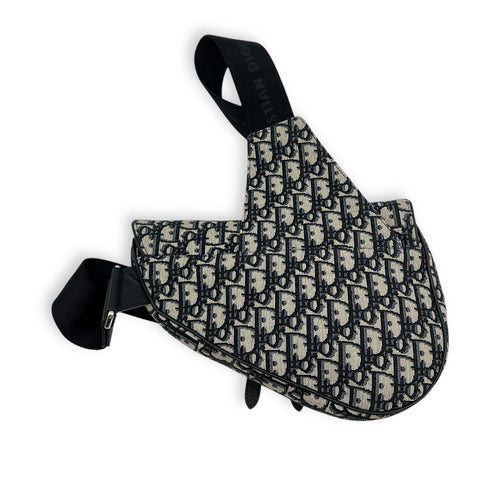 Saddle Crossbody Bag Brown in Jacquard, Silver hardware