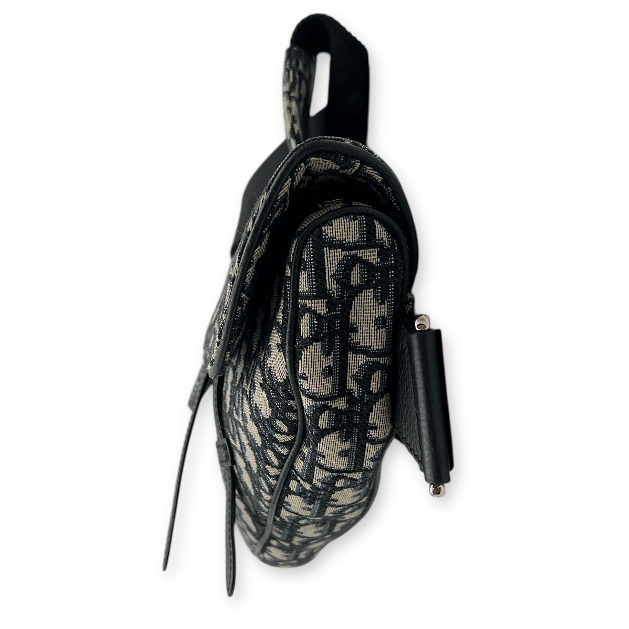 Saddle Crossbody Bag Brown in Jacquard, Silver hardware