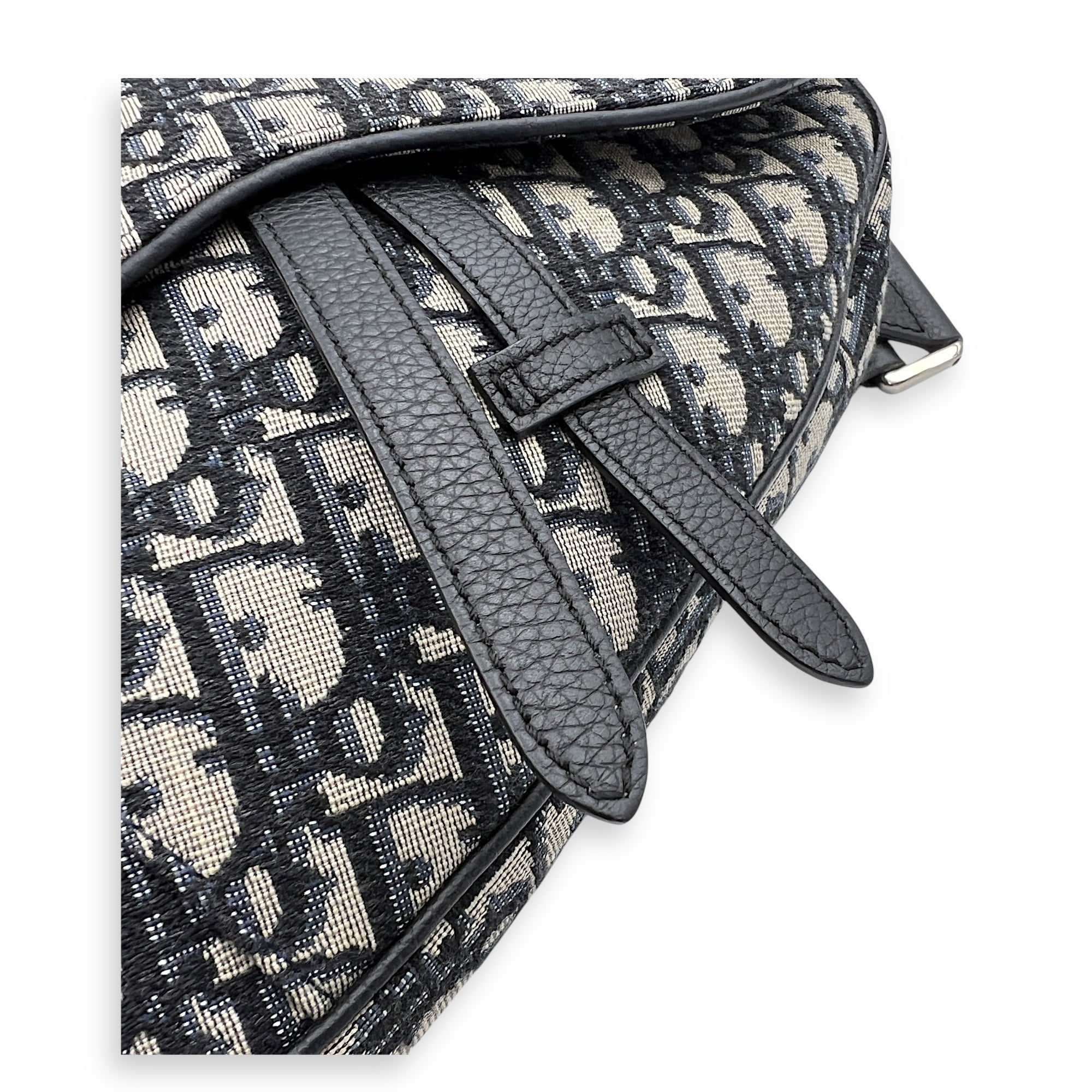 Saddle Crossbody Bag Brown in Jacquard, Silver hardware