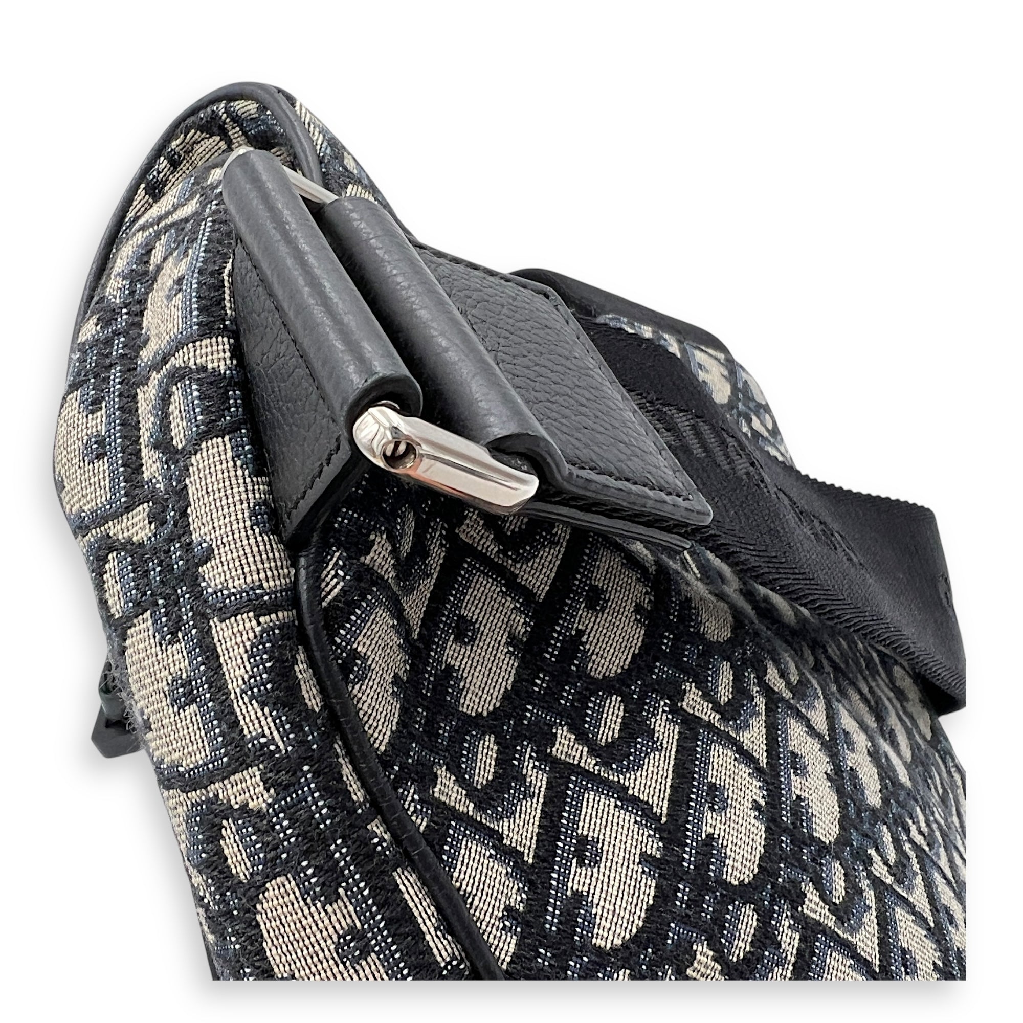 Saddle Crossbody Bag Brown in Jacquard, Silver hardware