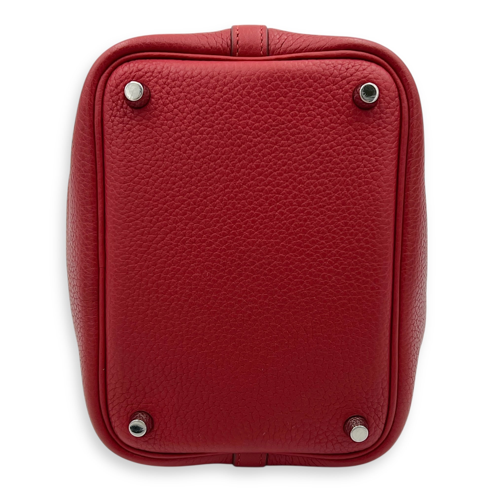 Picotin 18 Rouge Duchesse Bucket Bag in Clemence, Silver hardware