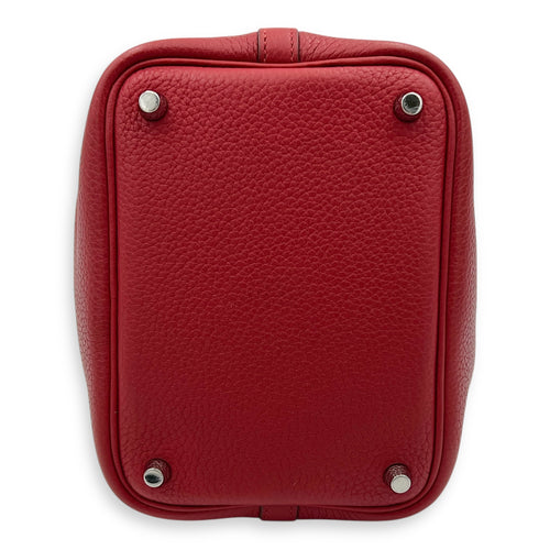 Picotin 18 Rouge Duchesse Bucket Bag in Clemence, Silver hardware