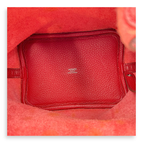 Picotin 18 Rouge Duchesse Bucket Bag in Clemence, Silver hardware