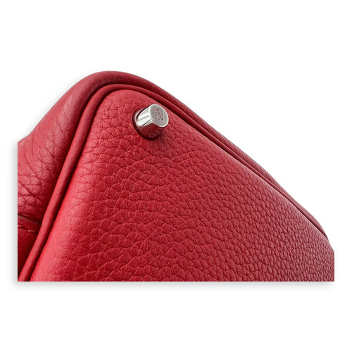 Picotin 18 Rouge Duchesse Bucket Bag in Clemence, Silver hardware