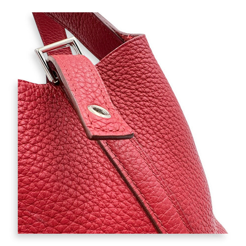 Picotin 18 Rouge Duchesse Bucket Bag in Clemence, Silver hardware