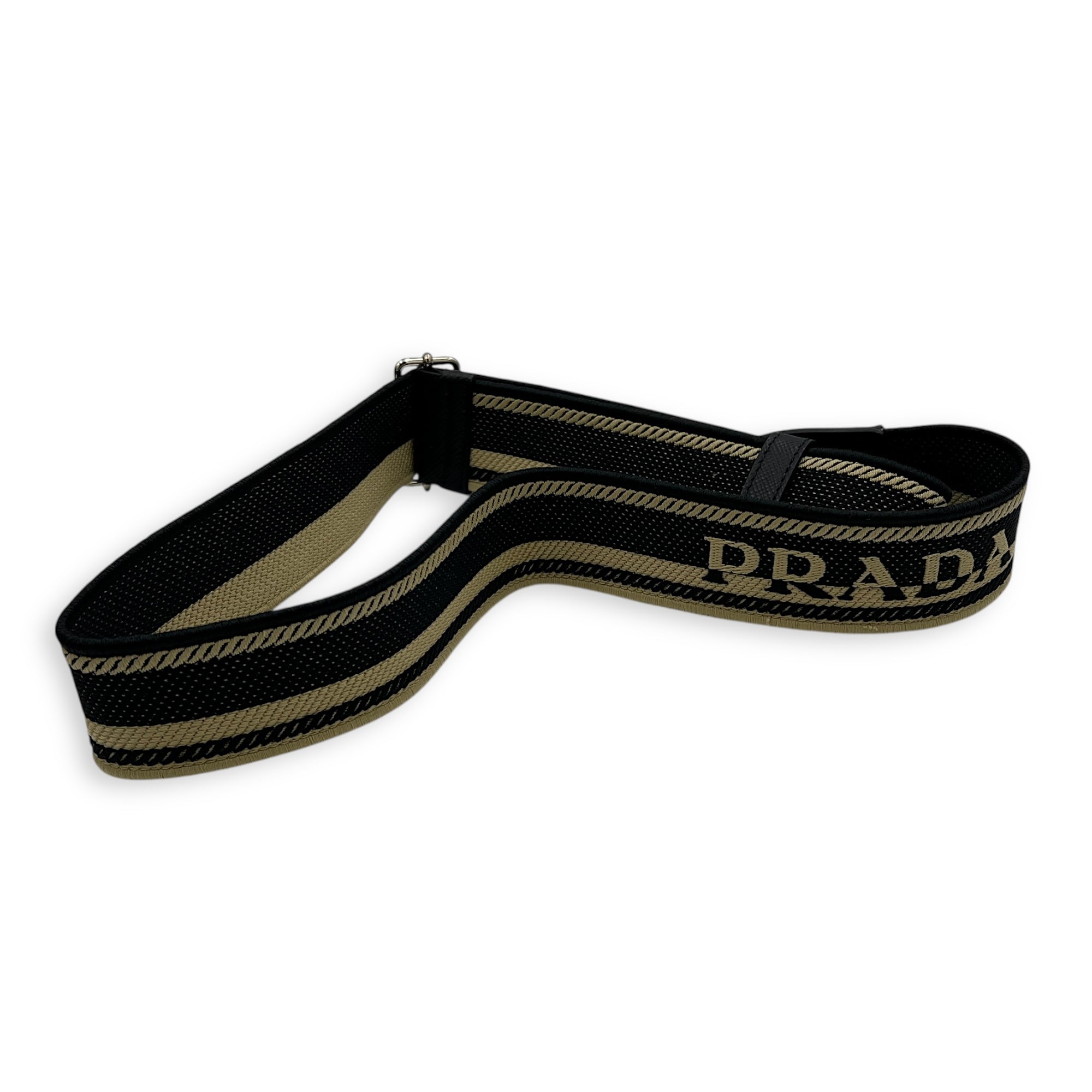 Triangle Shoulder Bag Black in Saffiano Leather, Silver hardware