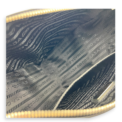 Triangle Shoulder Bag Black in Saffiano Leather, Silver hardware