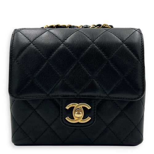CC Mini Classic Shoulder Bag Black in Calfskin, Gold hardware