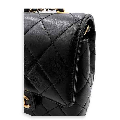 CC Mini Classic Shoulder Bag Black in Calfskin, Gold hardware
