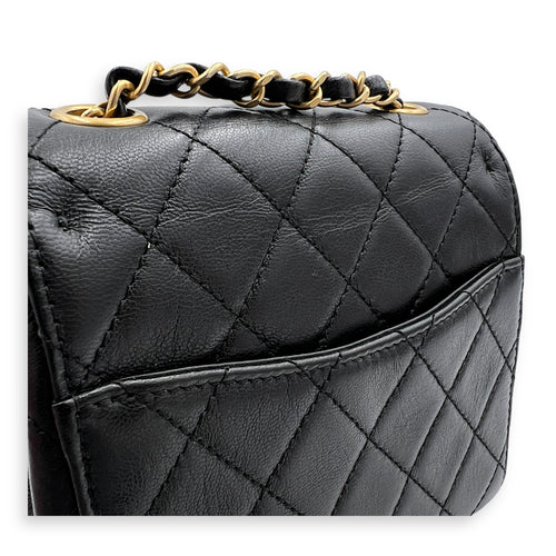CC Mini Classic Shoulder Bag Black in Calfskin, Gold hardware