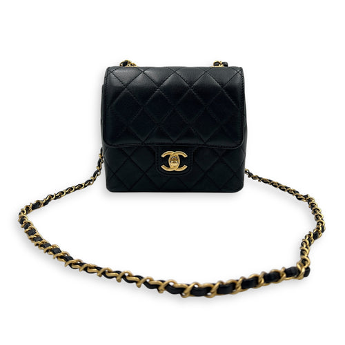 CC Mini Classic Shoulder Bag Black in Calfskin, Gold hardware