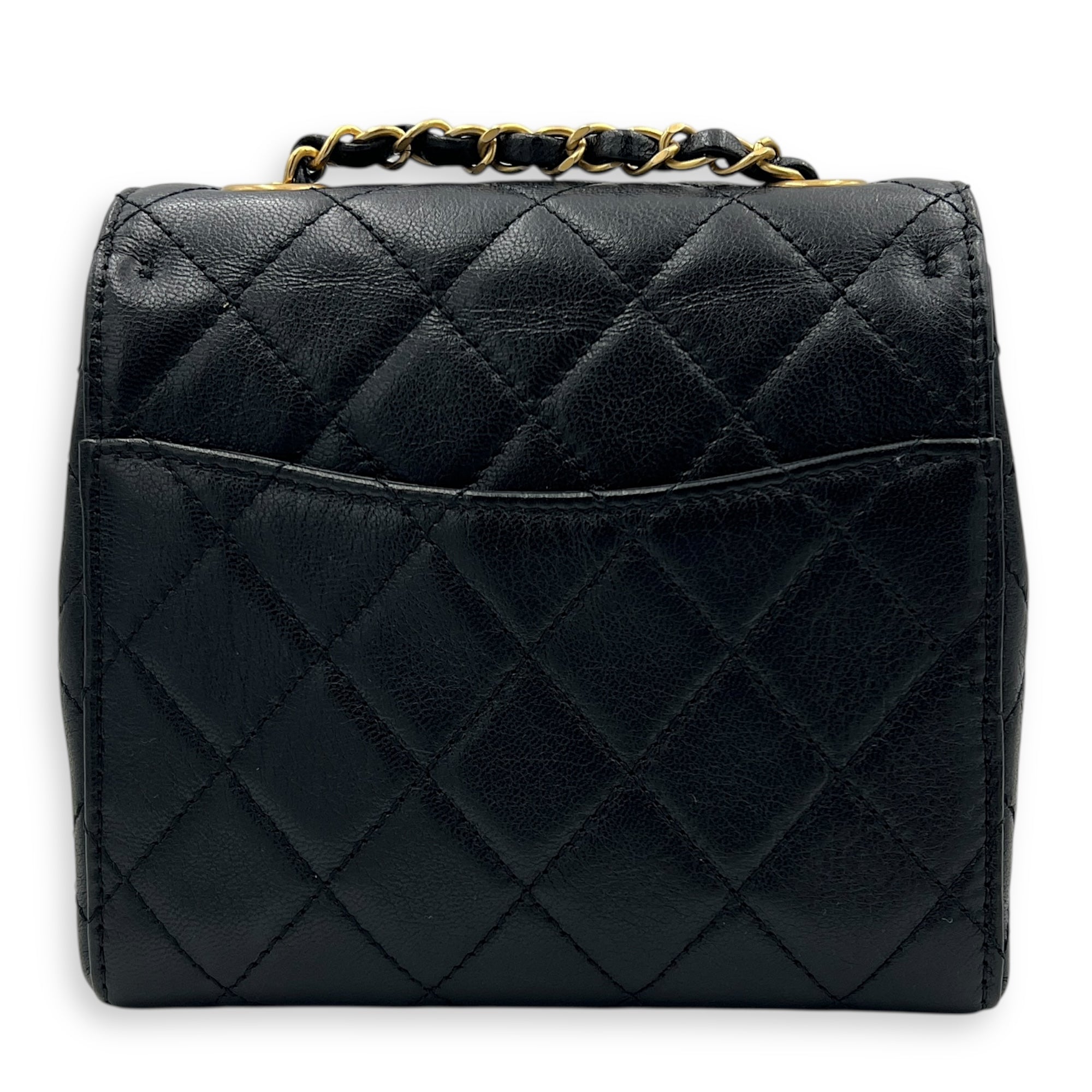CC Mini Classic Shoulder Bag Black in Calfskin, Gold hardware