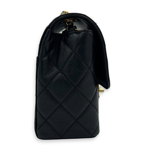 CC Mini Classic Shoulder Bag Black in Calfskin, Gold hardware