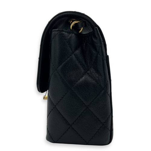 CC Mini Classic Shoulder Bag Black in Calfskin, Gold hardware