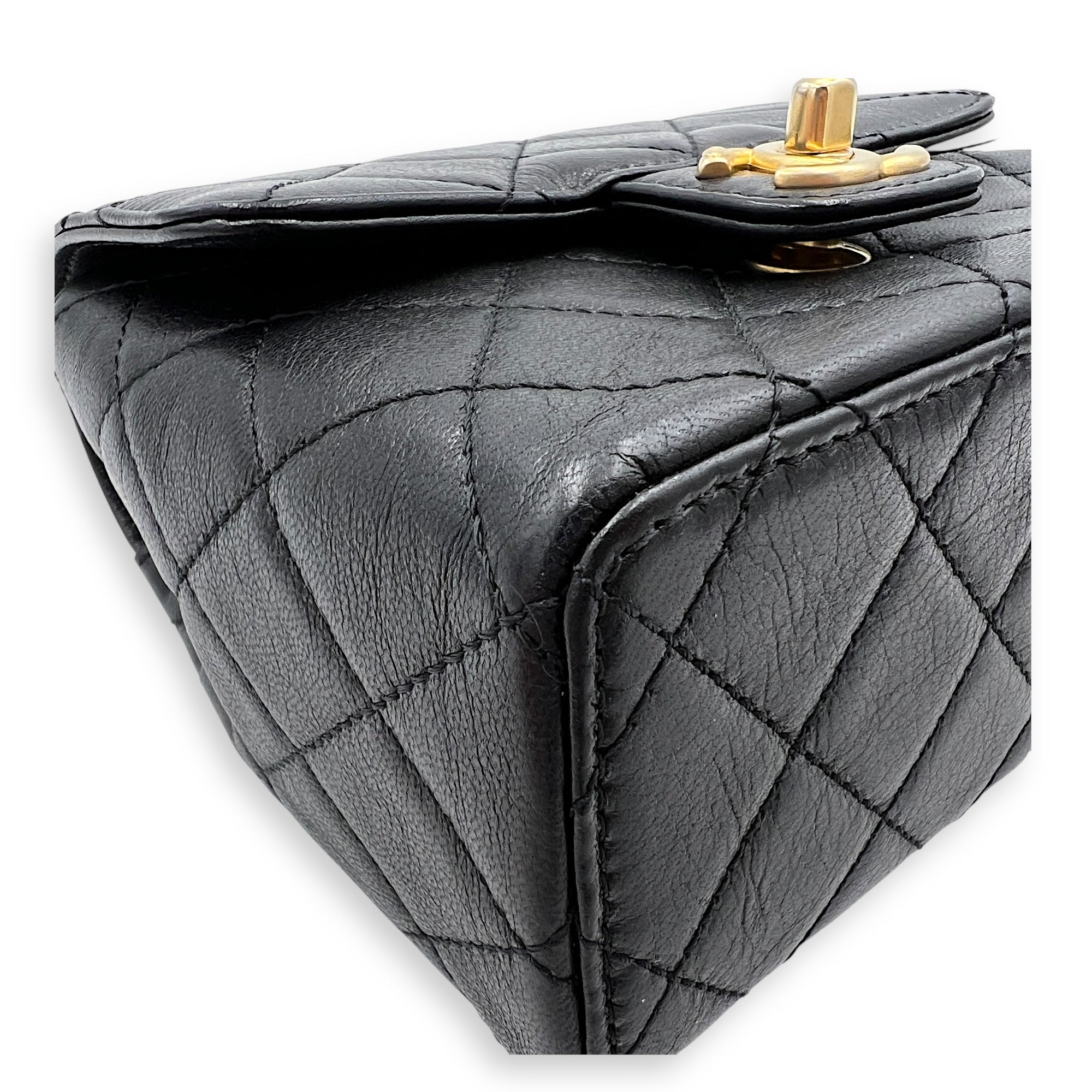 CC Mini Classic Shoulder Bag Black in Calfskin, Gold hardware