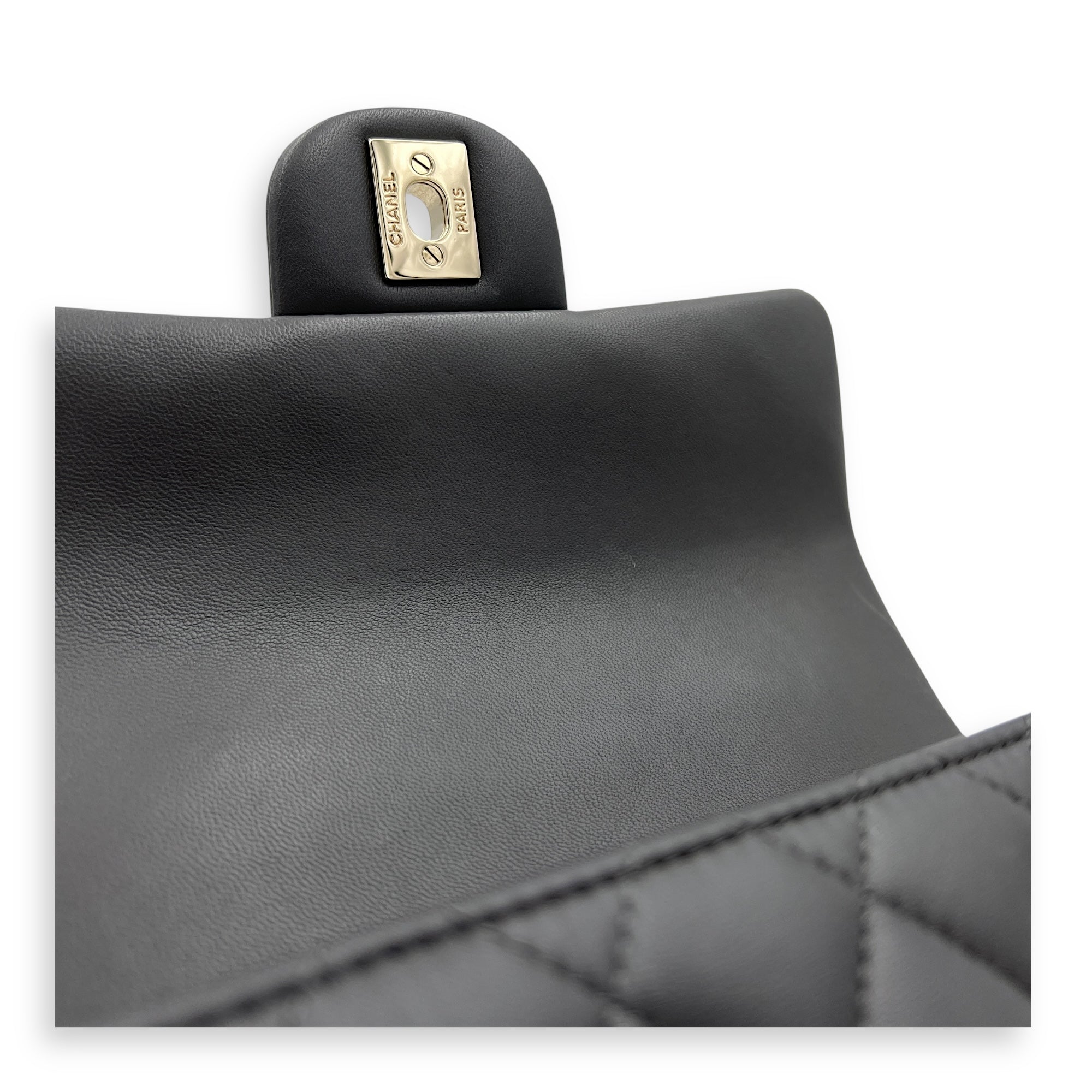 CC Rectangle  Top Handle Bag Grey in Lambskin, Gold hardware