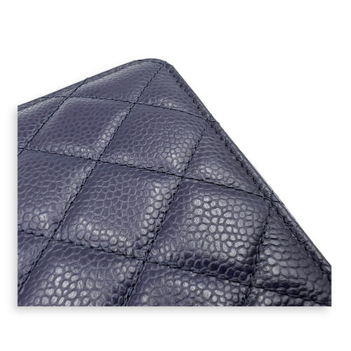 CC Wallet Blue in Caviar Leather, Gold hardware