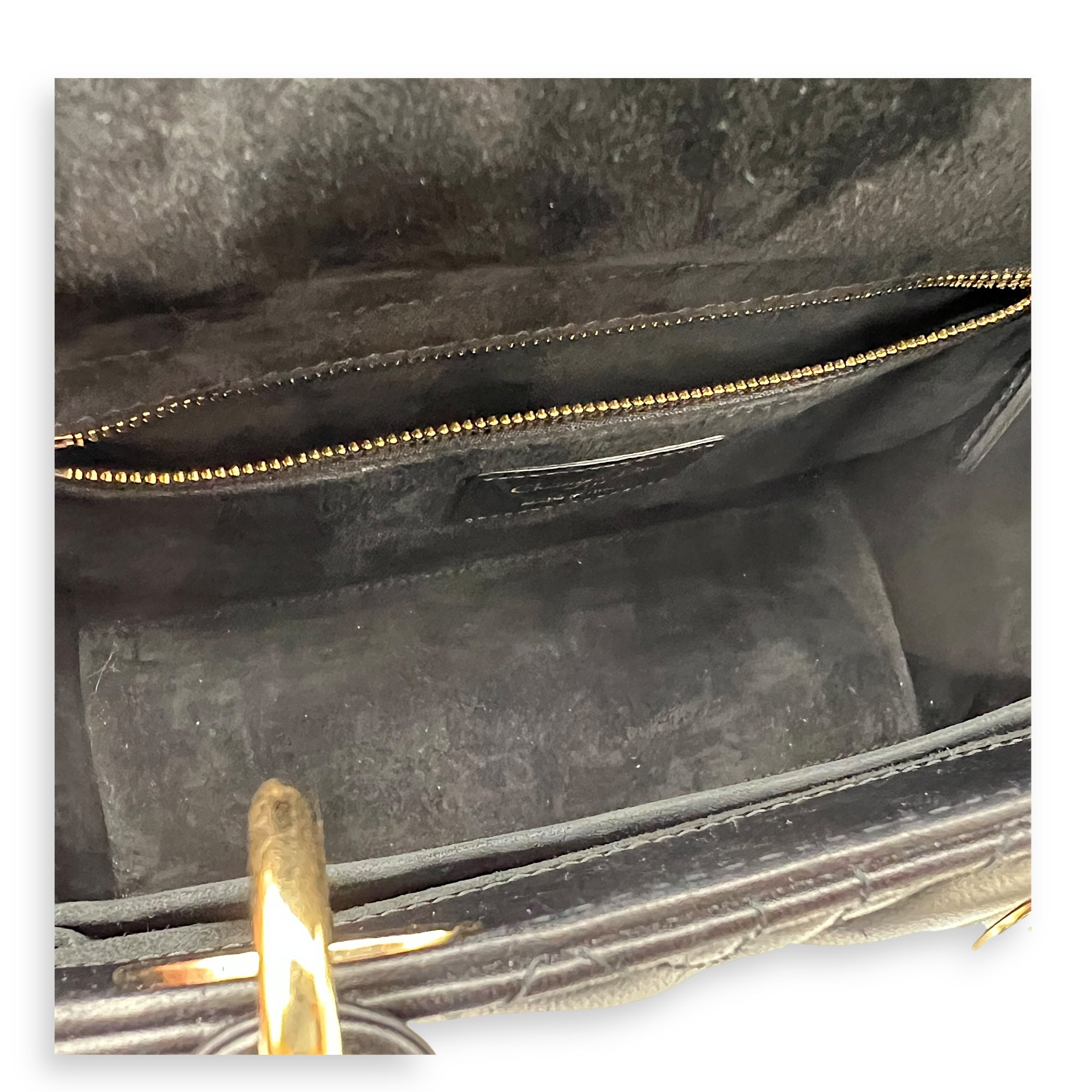 Lady Dior Medium Black Top Handle Bag in Lambskin, Gold hardware