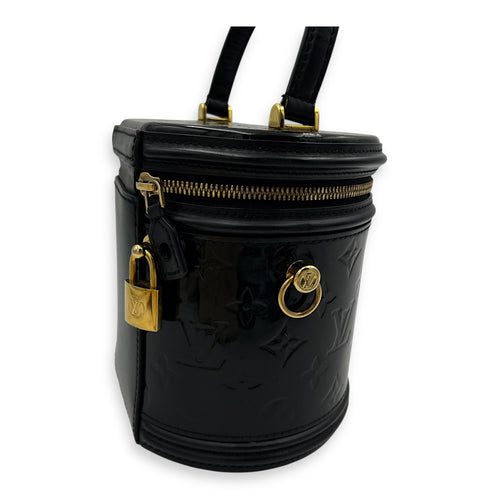 Cannes Top Handle Bag Black in Vernis, Gold hardware