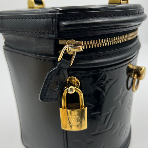 Cannes Top Handle Bag Black in Vernis, Gold hardware