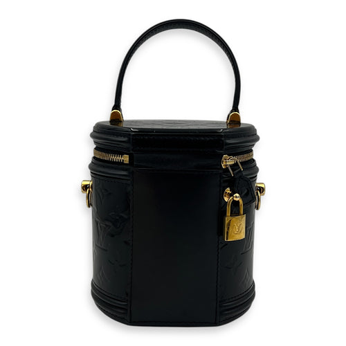 Cannes Top Handle Bag Black in Vernis, Gold hardware
