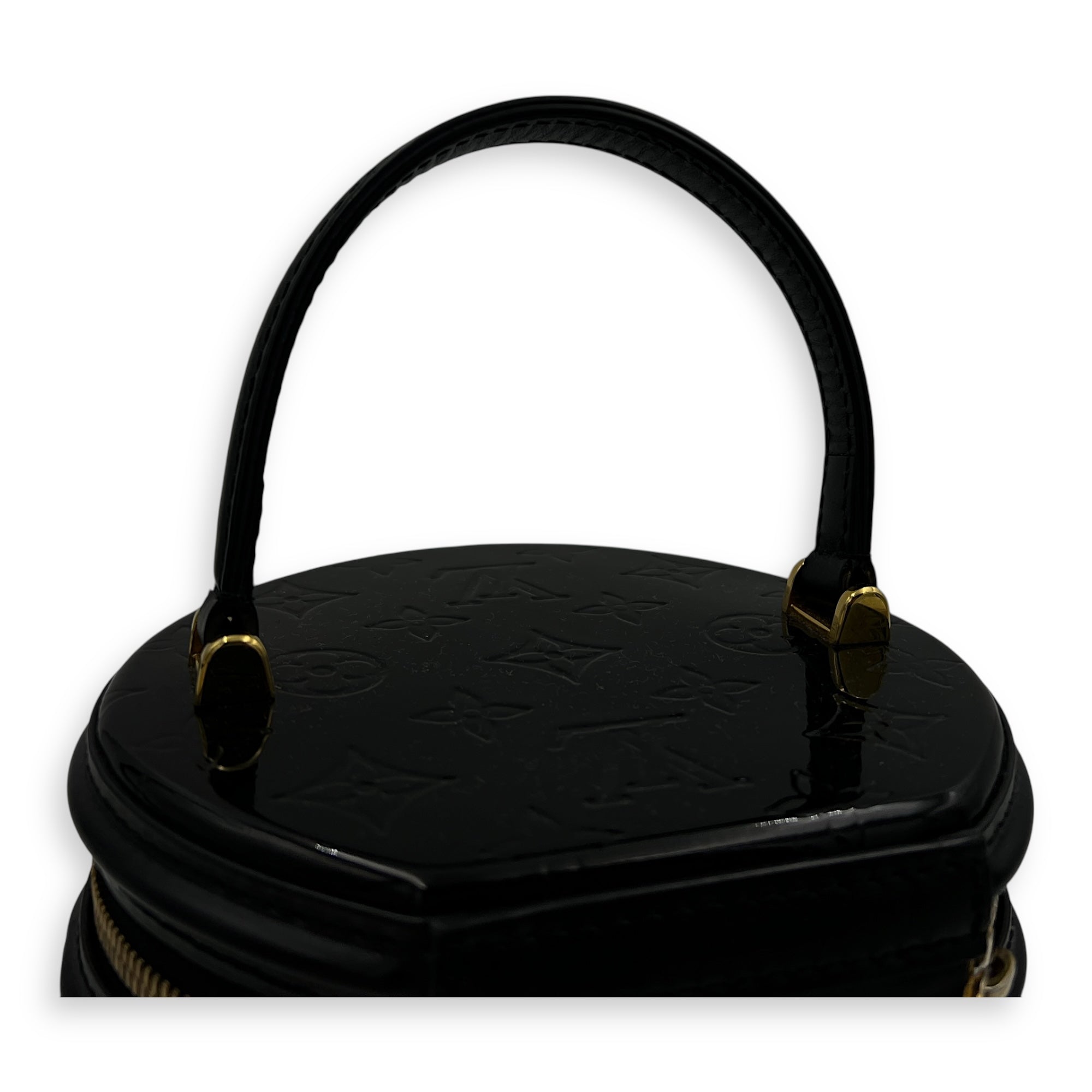 Cannes Top Handle Bag Black in Vernis, Gold hardware