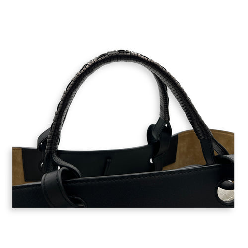 Anagram Tote Bag Black in Calfskin, Silver hardware