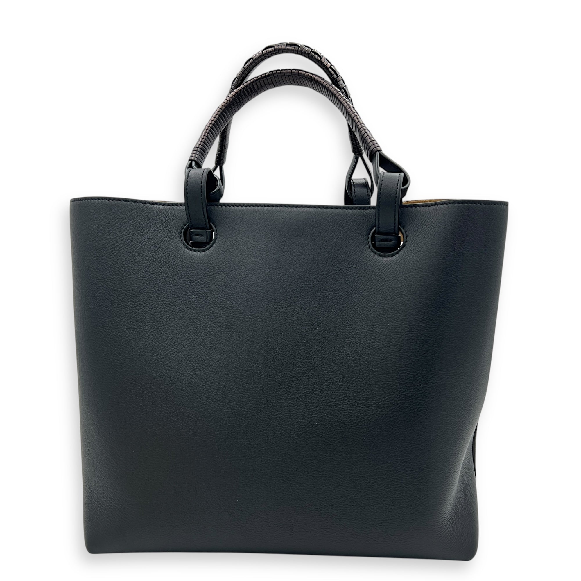 Anagram Tote Bag Black in Calfskin, Silver hardware