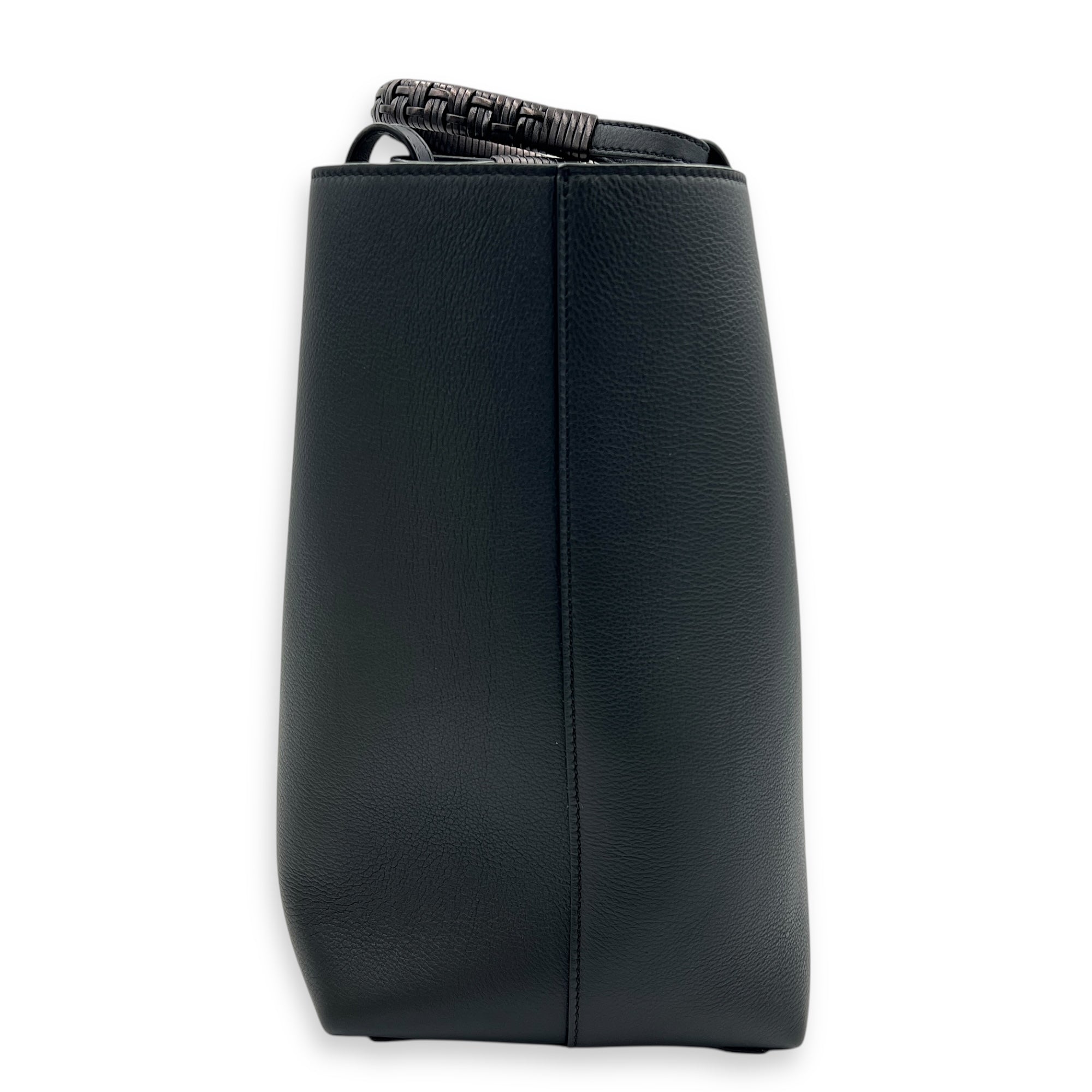 Anagram Tote Bag Black in Calfskin, Silver hardware