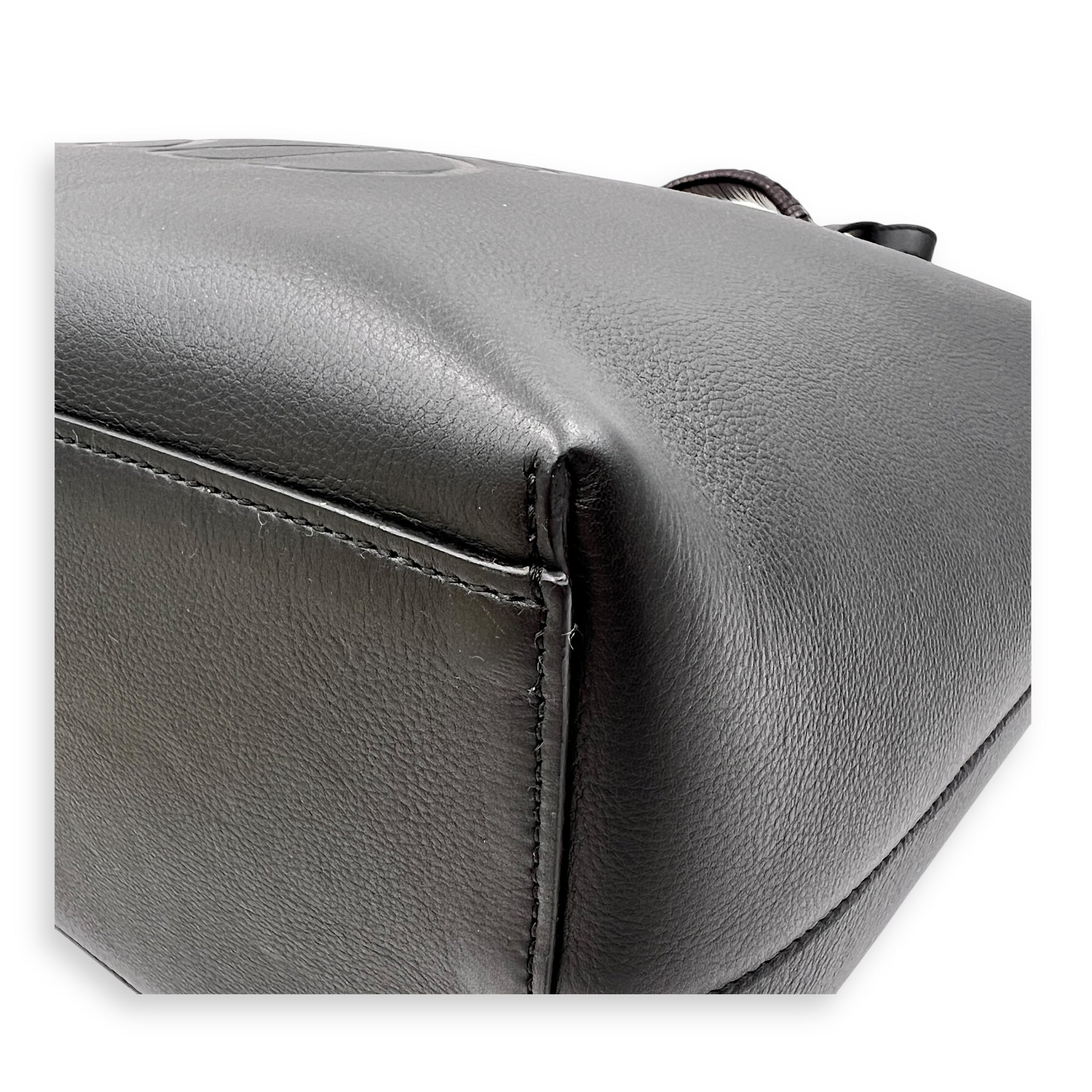 Anagram Tote Bag Black in Calfskin, Silver hardware